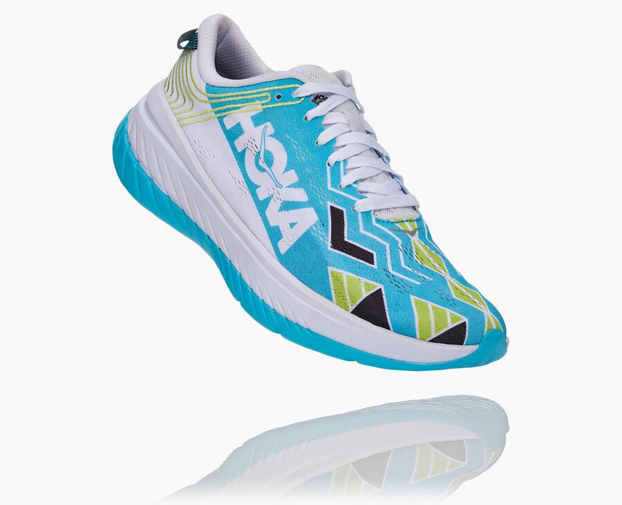 Hoka Ironman Kona Carbon X - Women's Running Shoes - Blue/White - UK 674FDMNLC